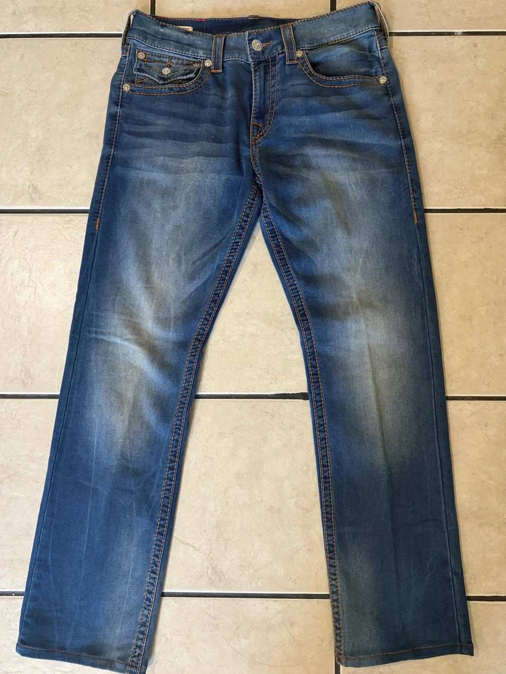 True Religion Blue Denim Back Pocket Jeans
